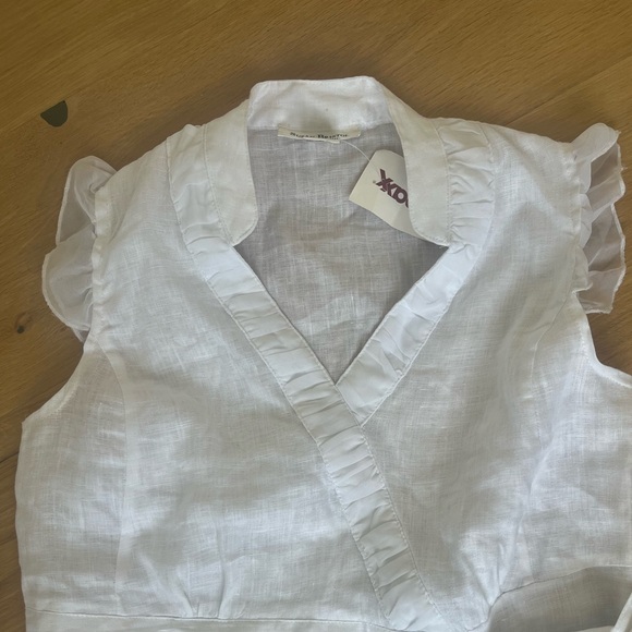 Susan Bristol linen ruffle top medium new - Picture 2 of 2